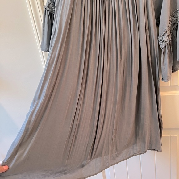 She + Sky Blue gray mini dress cotton crochet size L - Picture 6 of 12